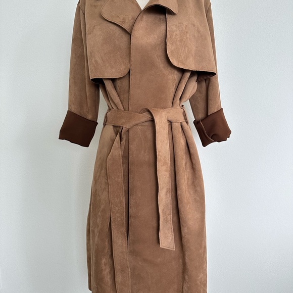 H&M Women's Long Tan Trench Coat Size Medium (M) - Picture 6 of 11